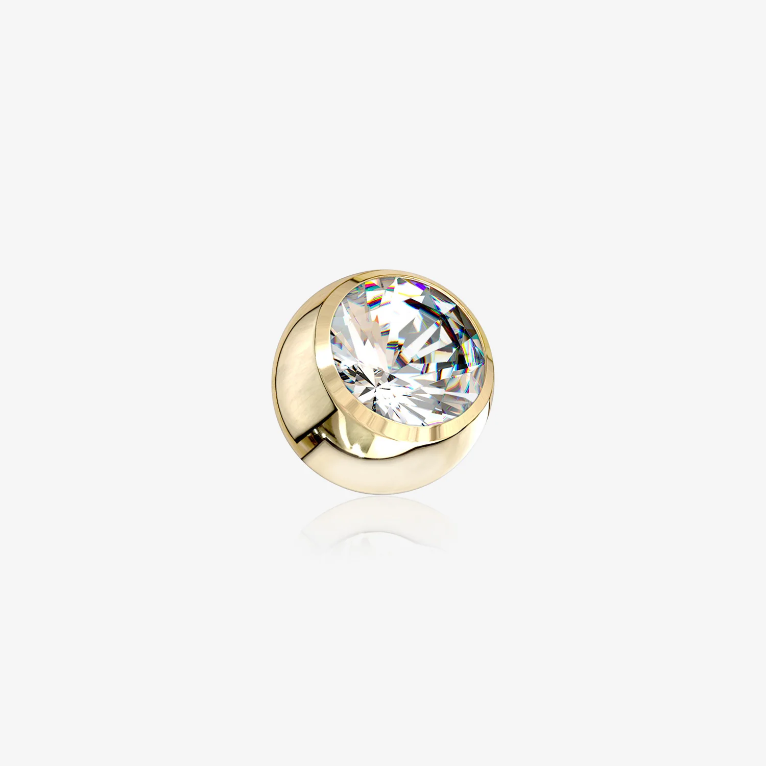 14 Karat Gold Threaded Solid Gem Ball Top Part