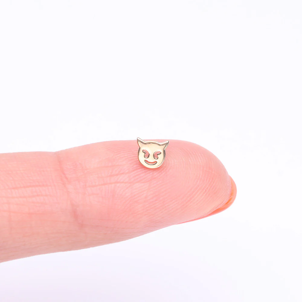 14 Karat Gold OneFit Threadless Adorable Devil Emoji Top Part - Image 3