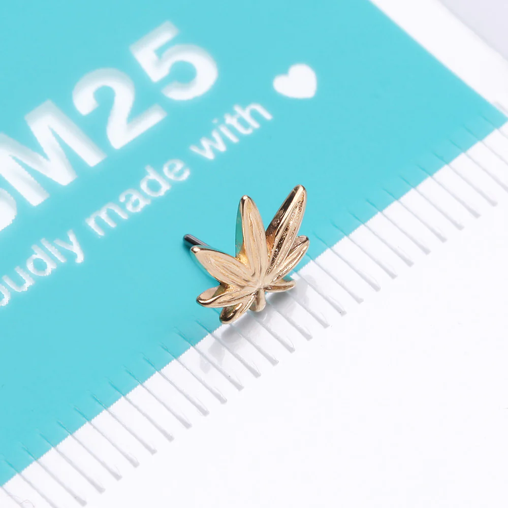 14 Karat Gold OneFit Threadless Cannabis Pot Leaf Top Part - Image 5