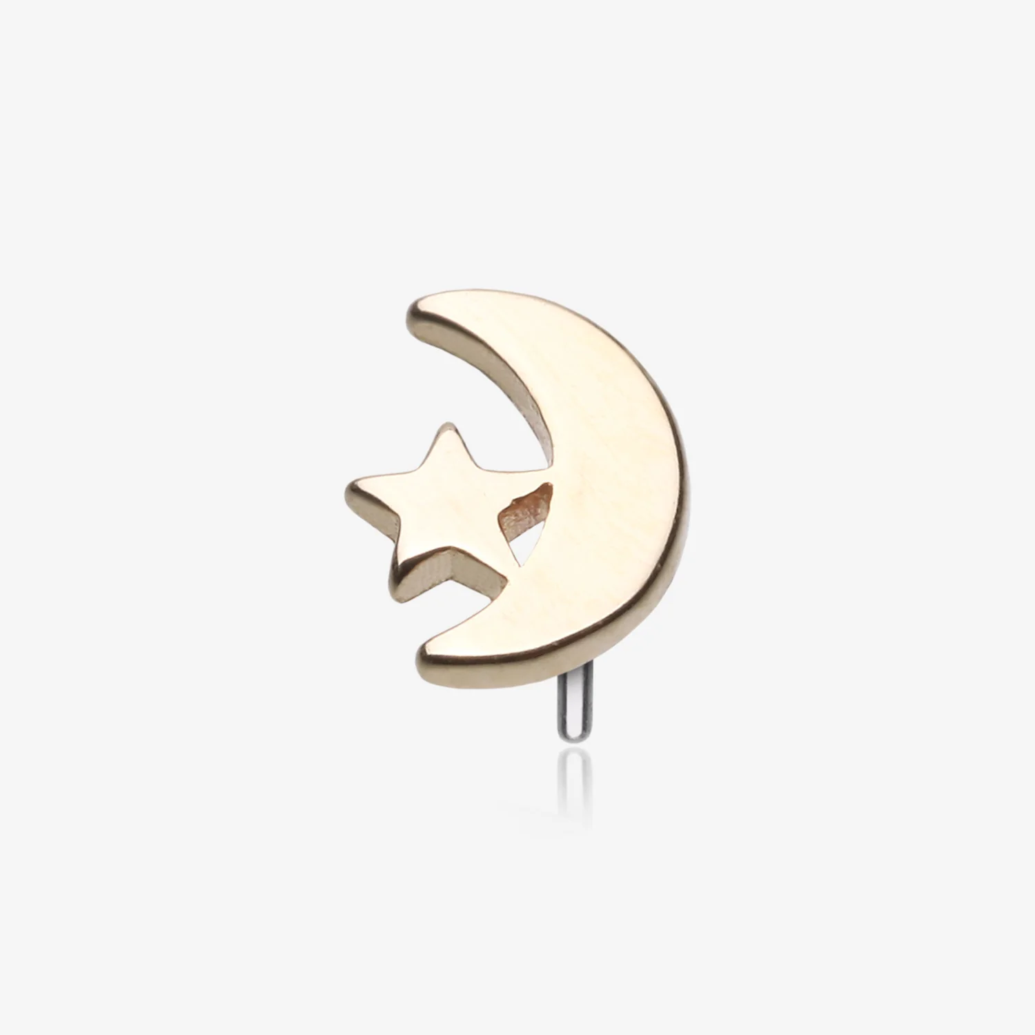 14 Karat Gold OneFit Threadless Crescent Moon and Dainty Star Top Part