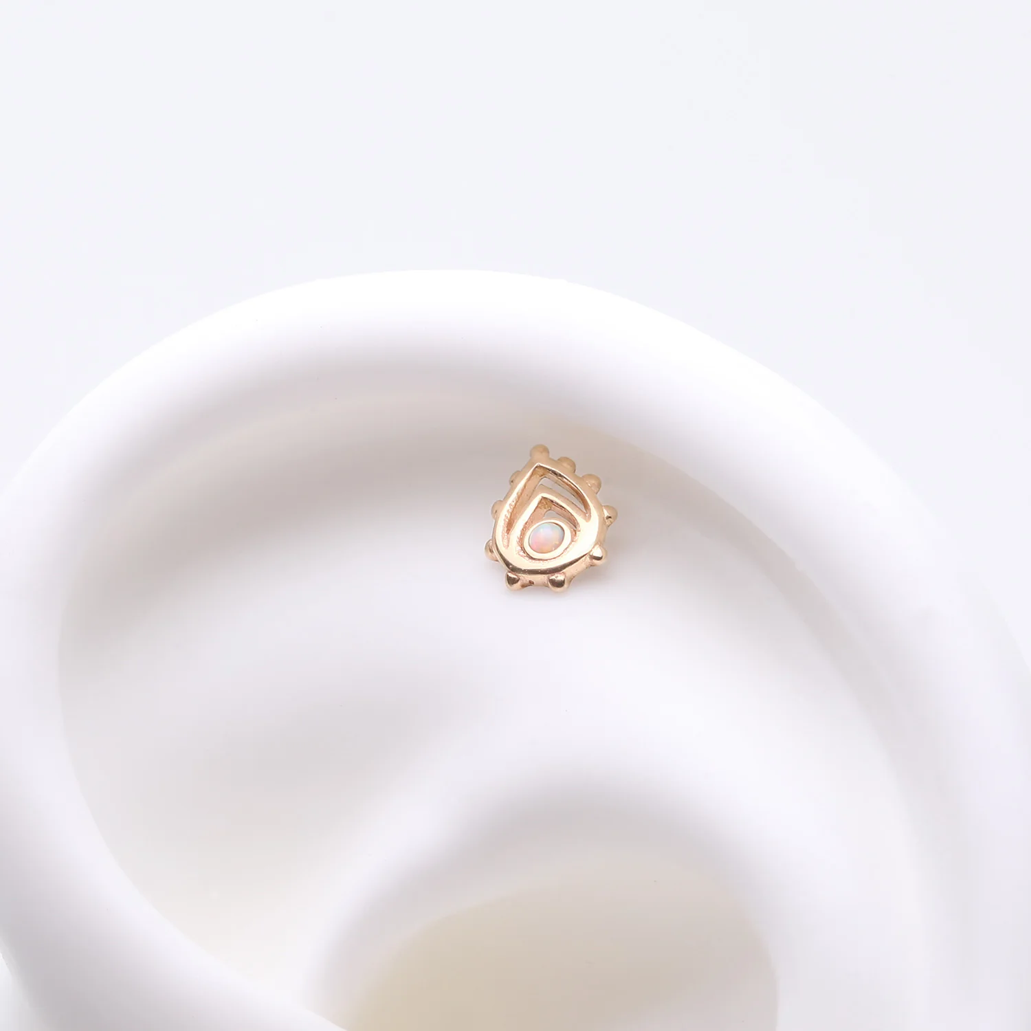 14 Karat Gold OneFit Threadless Enchanted Teardrop Fire Opal Sparkle Top Part - Image 2