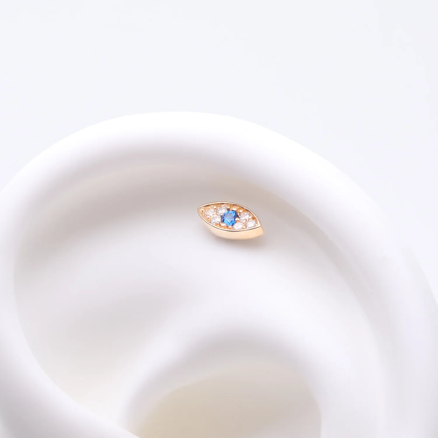 14 Karat Gold OneFit Threadless Evil Eye Top Part - Image 2