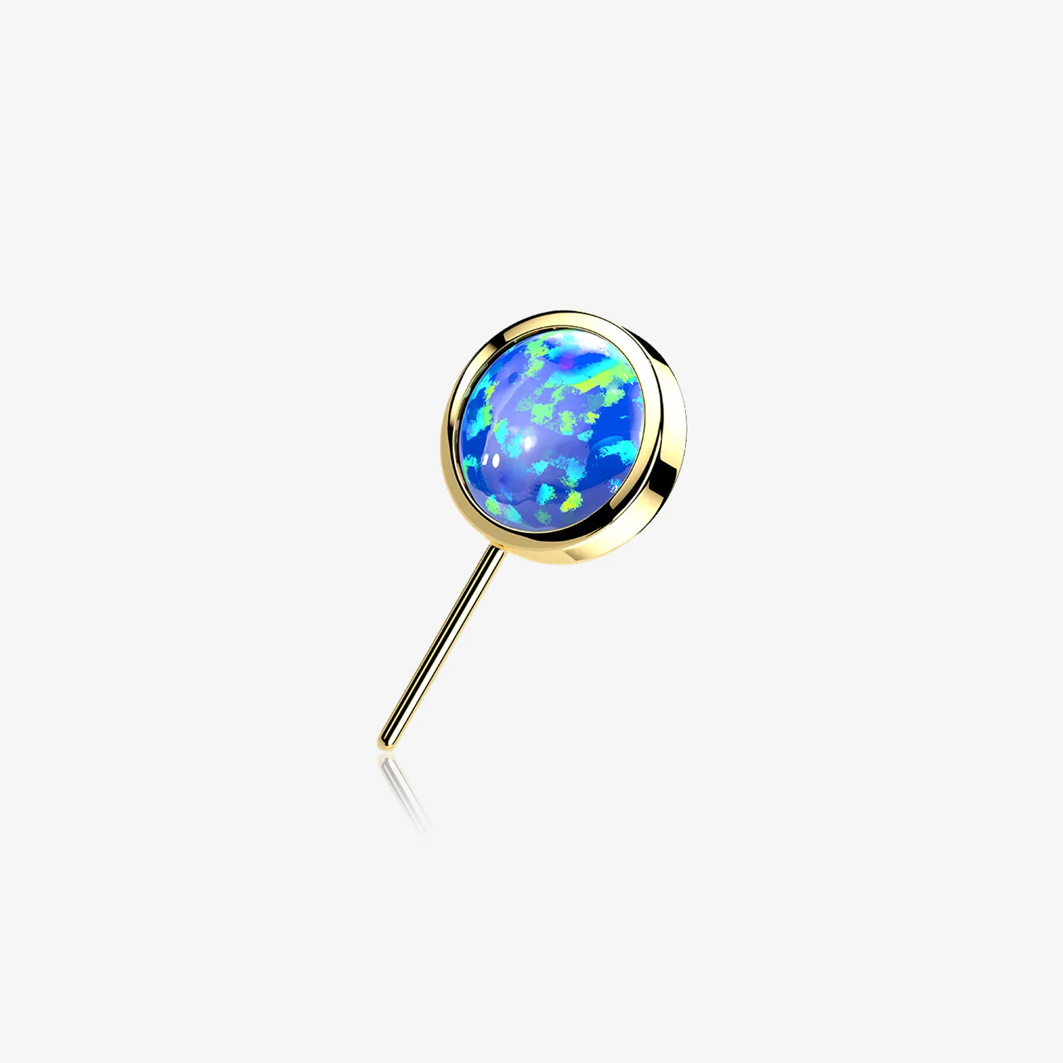 14 Karat Gold OneFit Threadless Bezel Fire Opal Front Facing Part