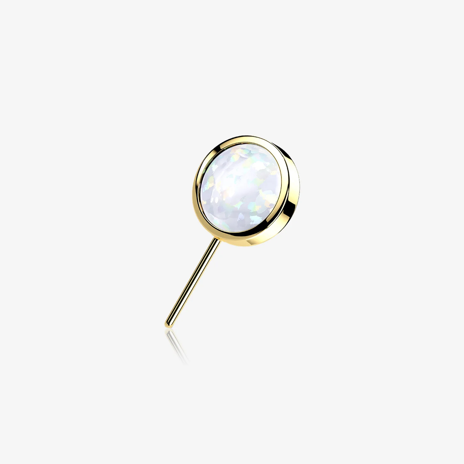 14 Karat Gold OneFit Threadless Bezel Fire Opal Front Facing Part