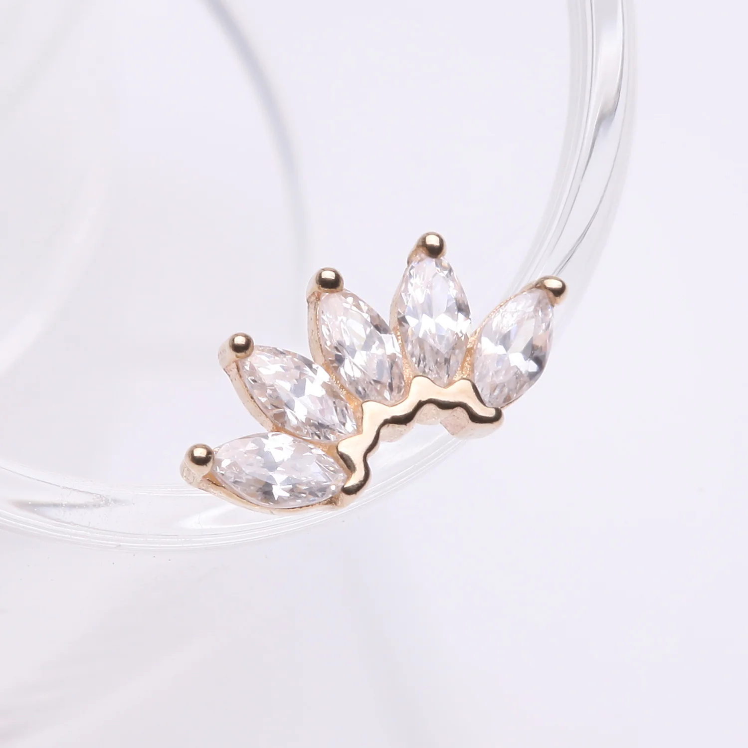14 Karat Gold OneFit Threadless Brilliant Marquise Sparkle Flower Top Part - Image 2