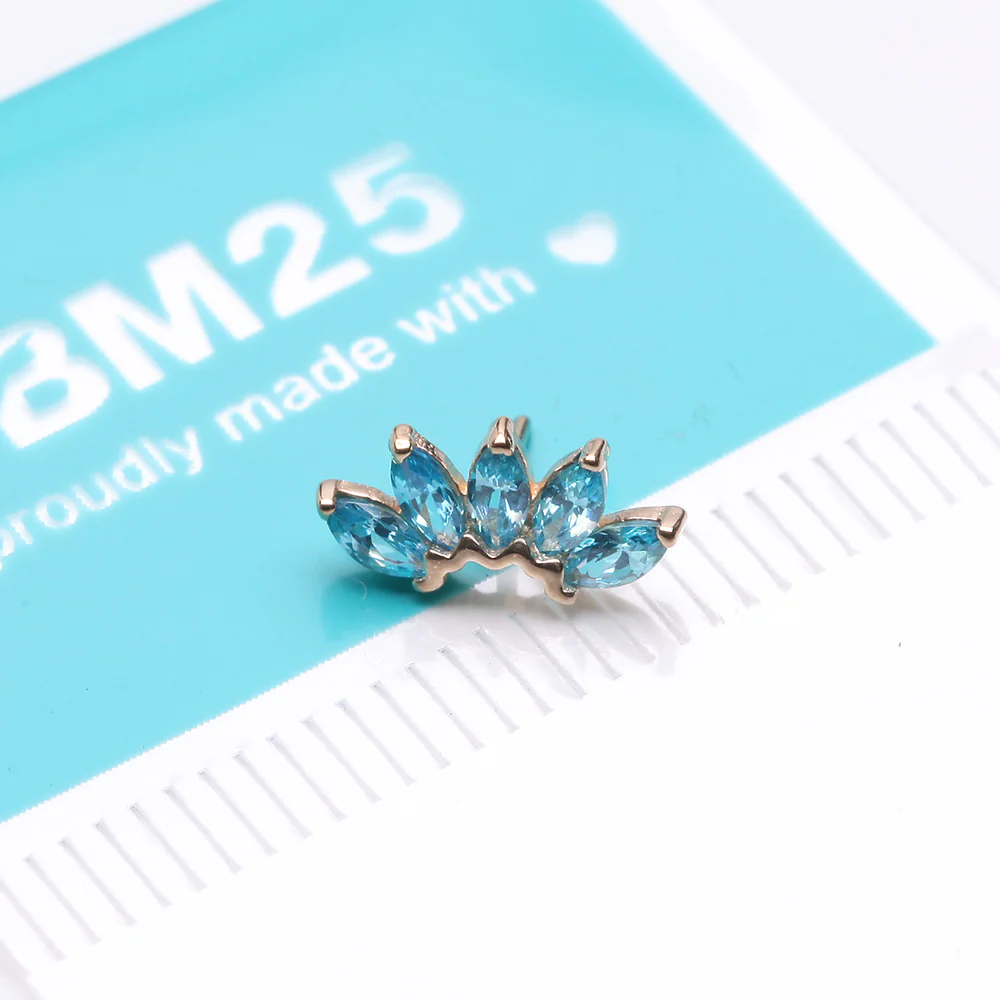 14 Karat Gold OneFit Threadless Brilliant Marquise Sparkle Flower Top Part - Image 4