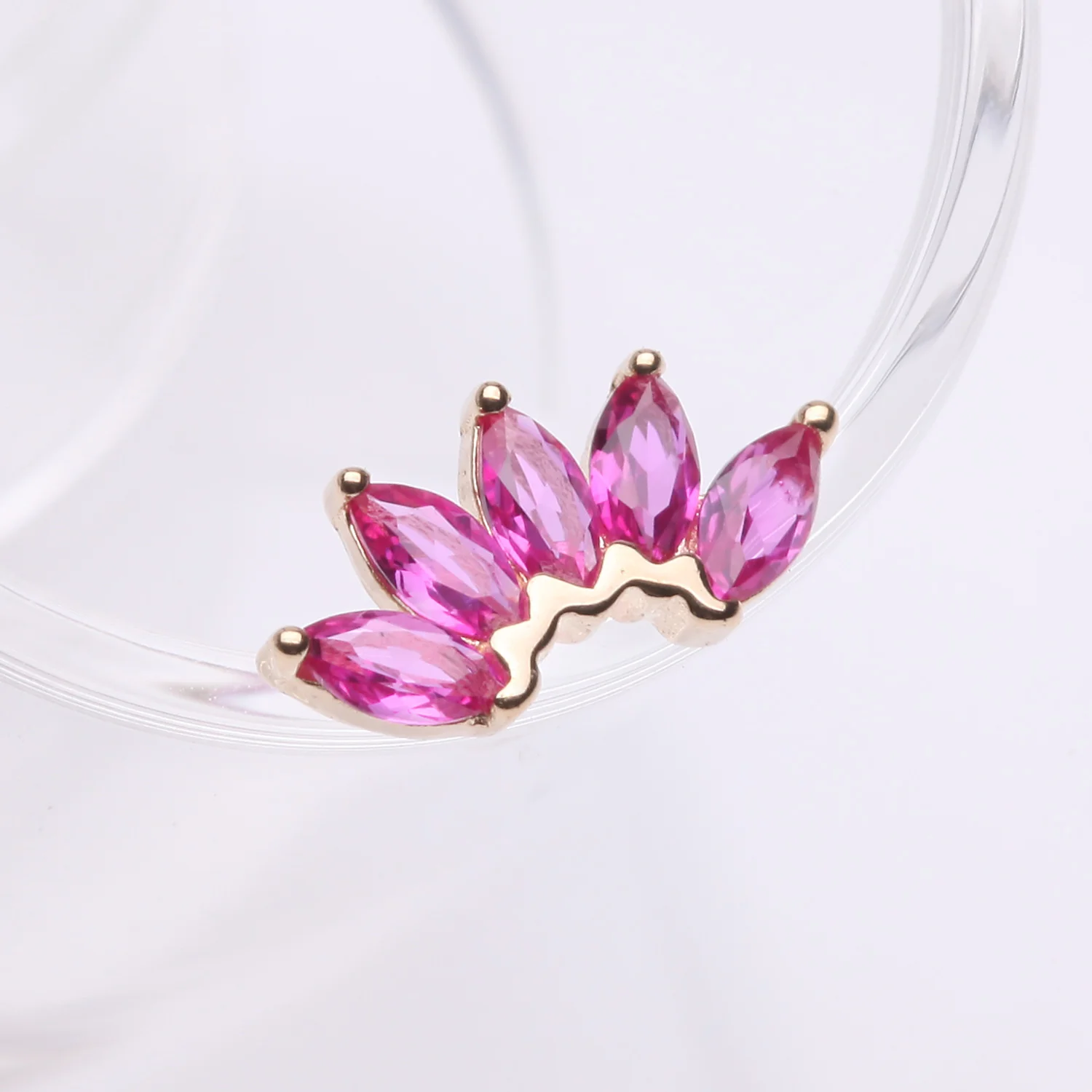 14 Karat Gold OneFit Threadless Brilliant Marquise Sparkle Flower Top Part - Image 2