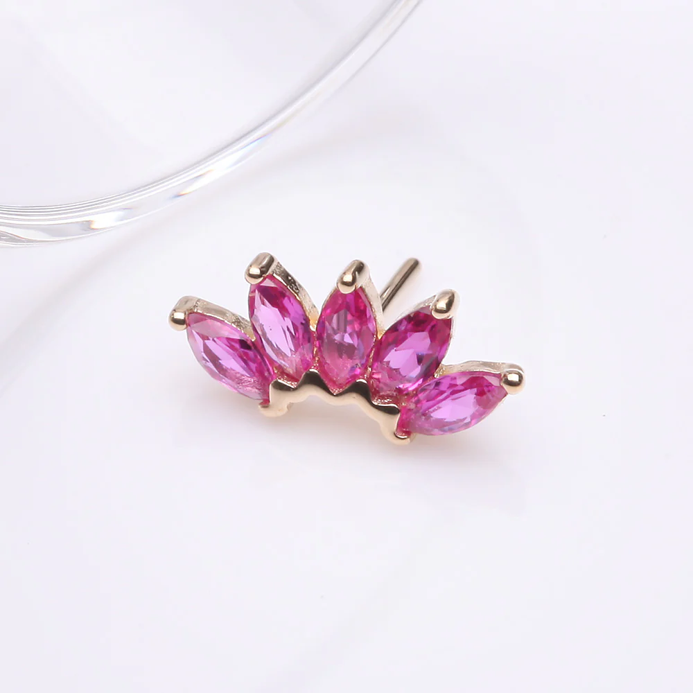 14 Karat Gold OneFit Threadless Brilliant Marquise Sparkle Flower Top Part - Image 3