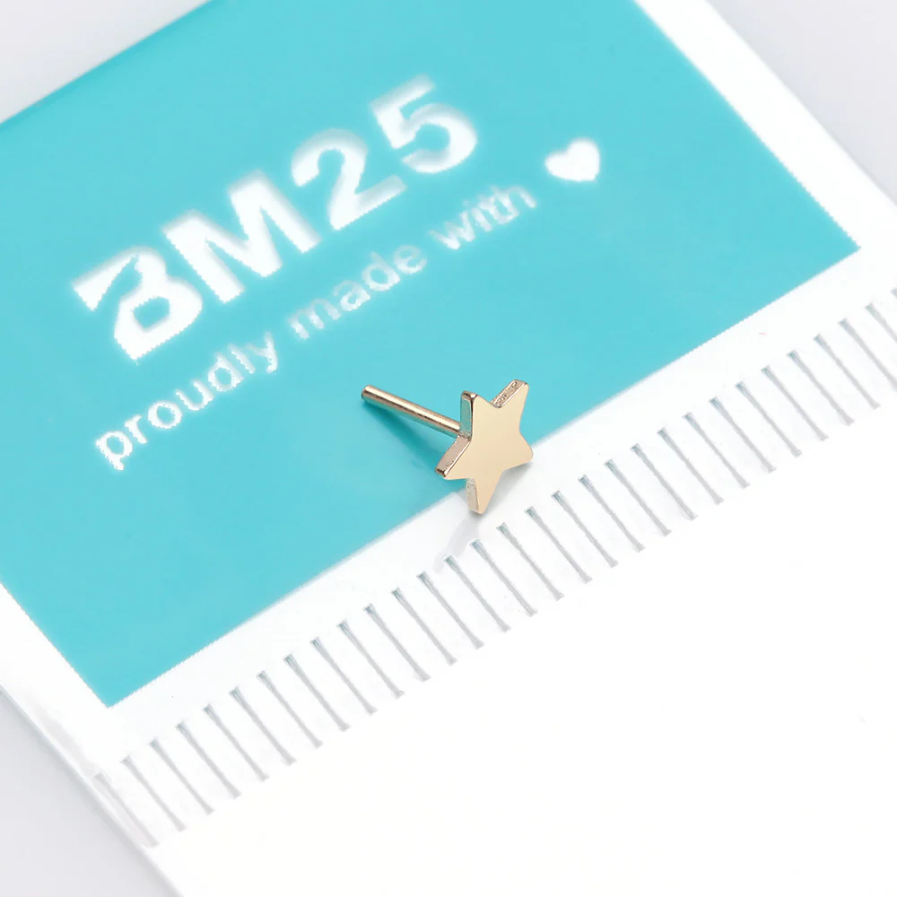 14 Karat Gold OneFit Threadless Flat Star Top Part - Image 3