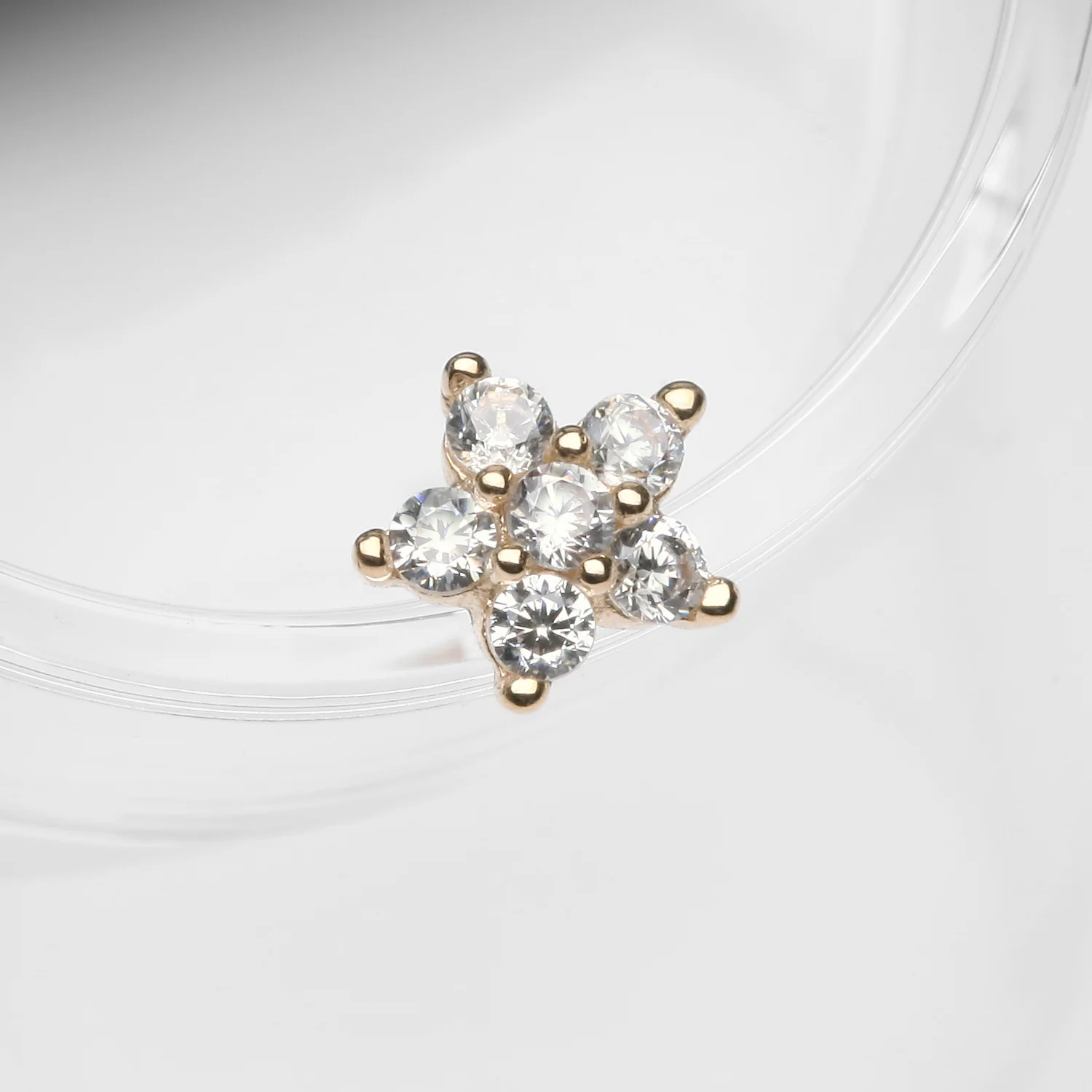 14 Karat Gold OneFit Threadless Spring Flower Sparkle Top Part - Image 2