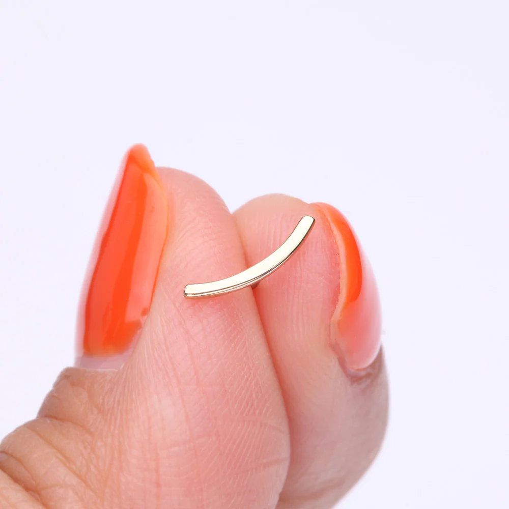 14 Karat Gold OneFit Threadless Simple Curved Bar Top Part - Image 3