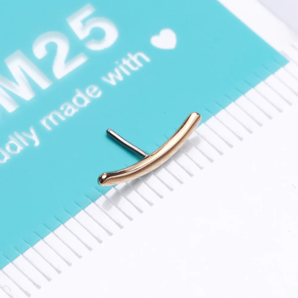 14 Karat Gold OneFit Threadless Simple Curved Bar Top Part - Image 5