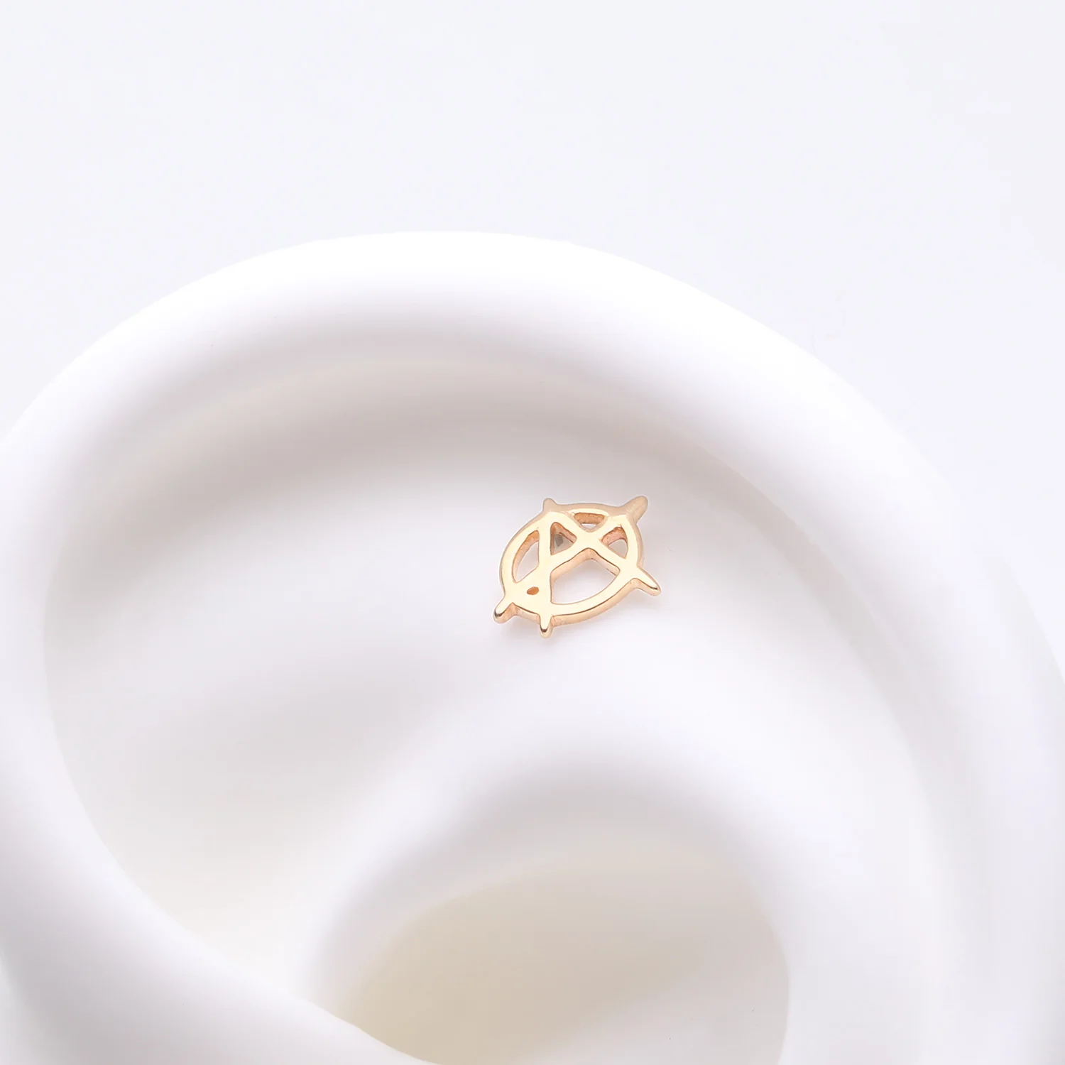 14 Karat Gold OneFit Threadless The Anarchy Symbol Top Part - Image 2
