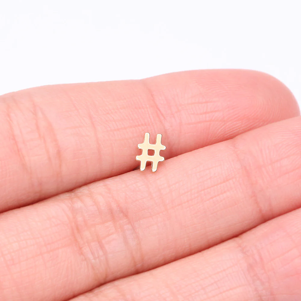 14 Karat Gold OneFit Threadless The Hashtag Symbol Top Part - Image 3