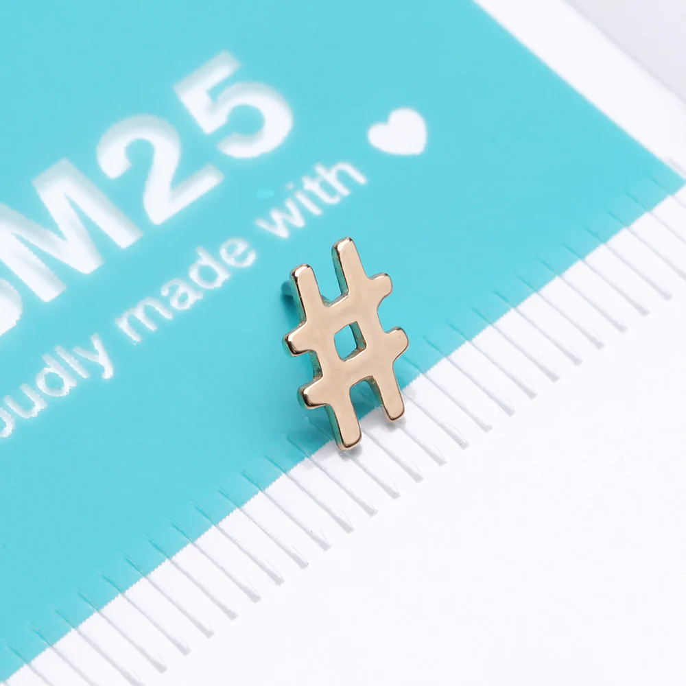 14 Karat Gold OneFit Threadless The Hashtag Symbol Top Part - Image 5