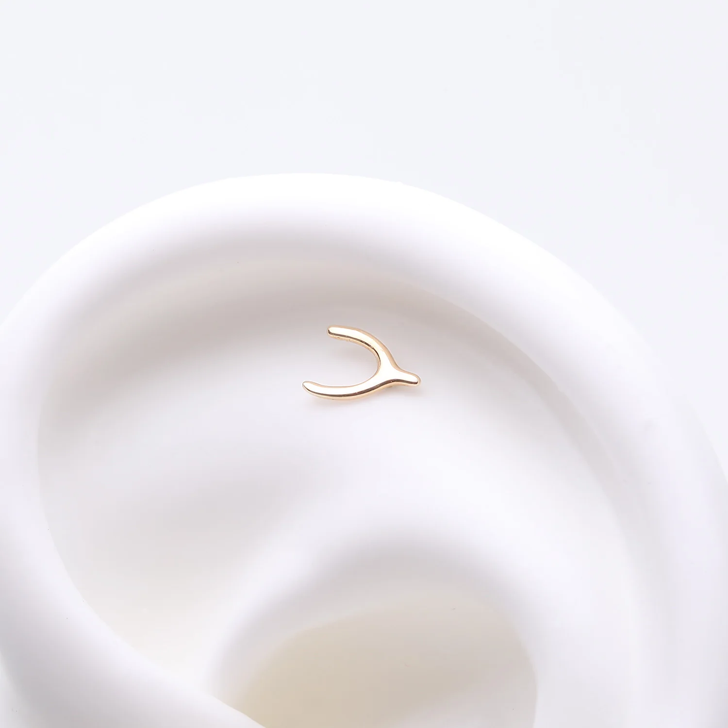 14 Karat Gold OneFit Threadless Wishbone Charm Top Part - Image 2