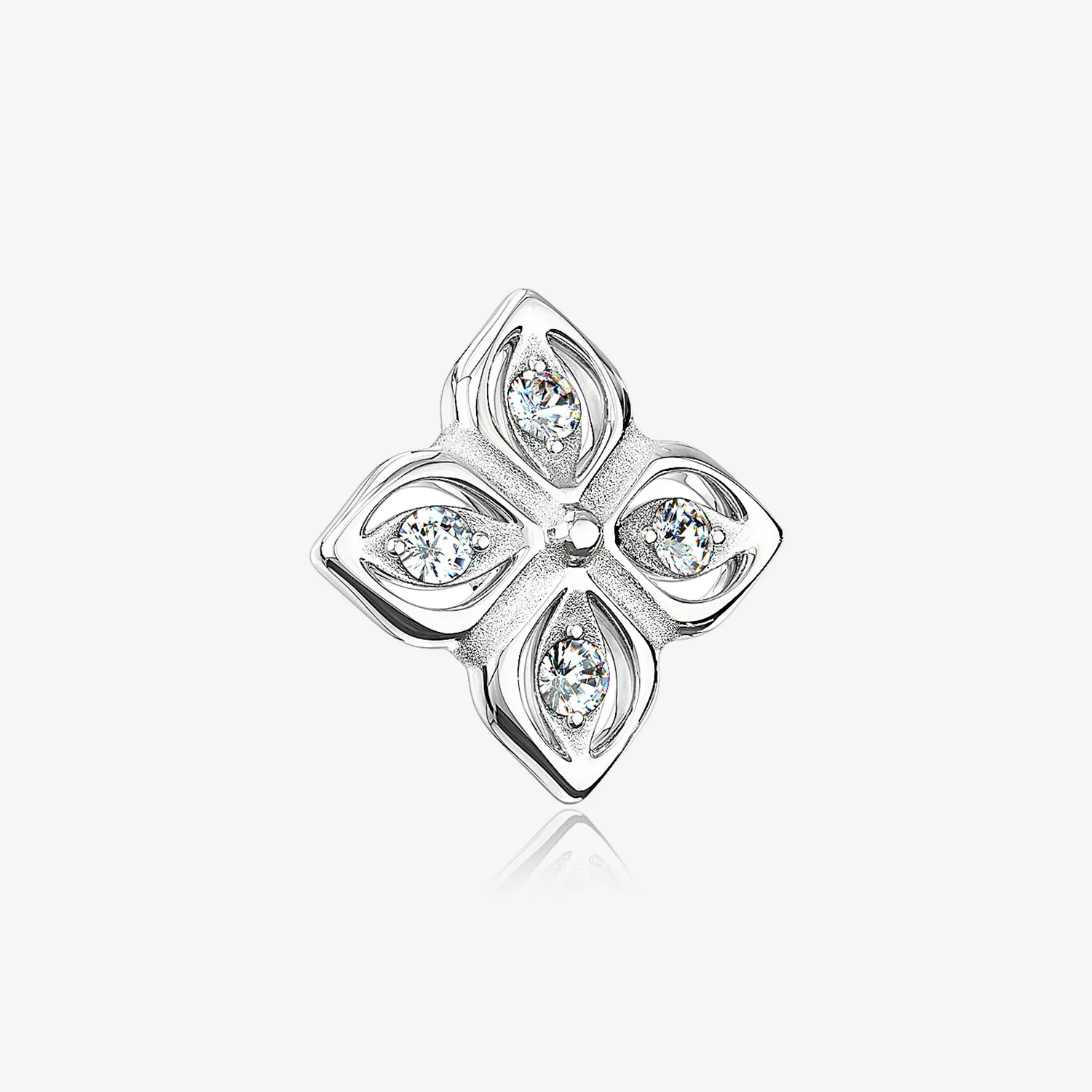 14 Karat White Gold Brilliant Sparkle Frasera Flower Dermal Anchor Top Part