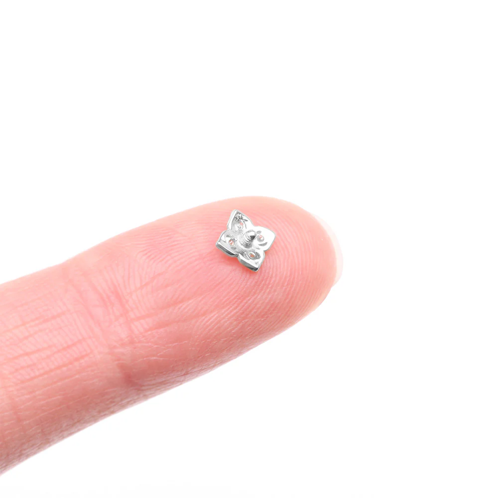 14 Karat White Gold Brilliant Sparkle Frasera Flower Dermal Anchor Top Part - Image 4