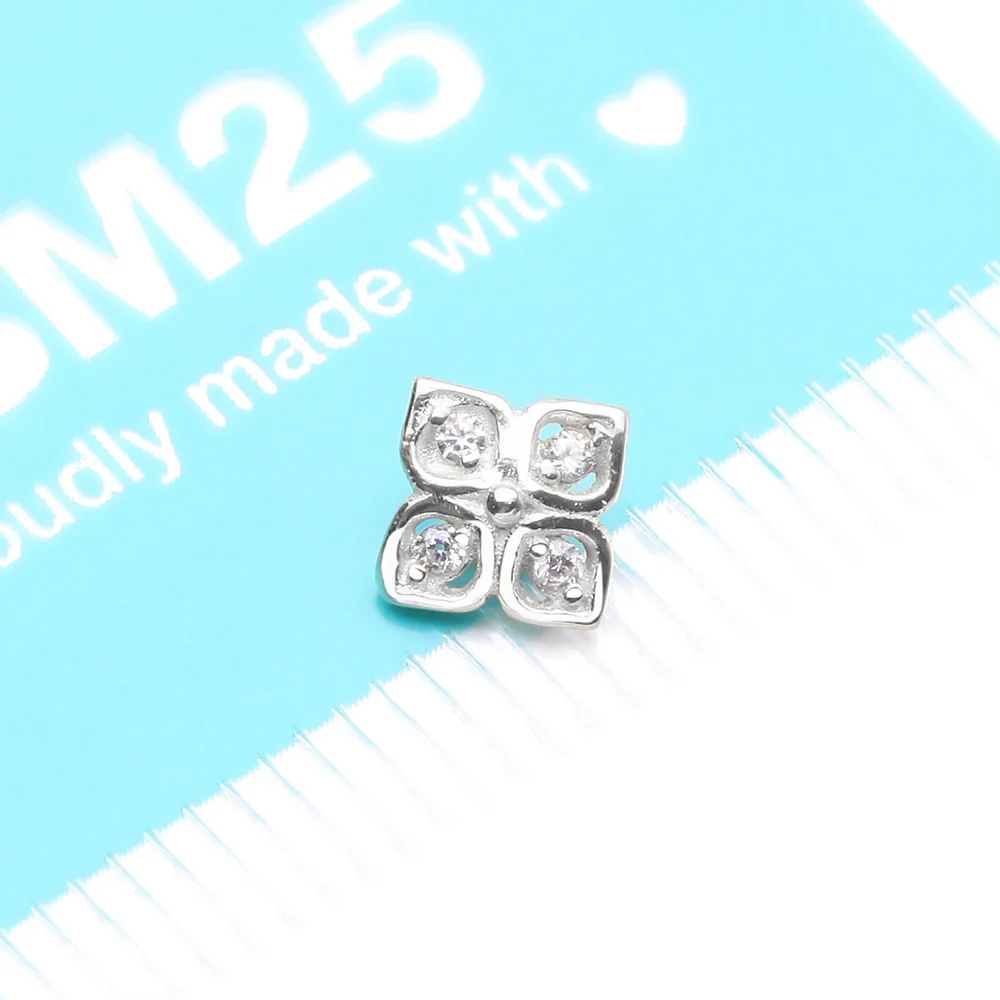 14 Karat White Gold Brilliant Sparkle Frasera Flower Dermal Anchor Top Part - Image 5