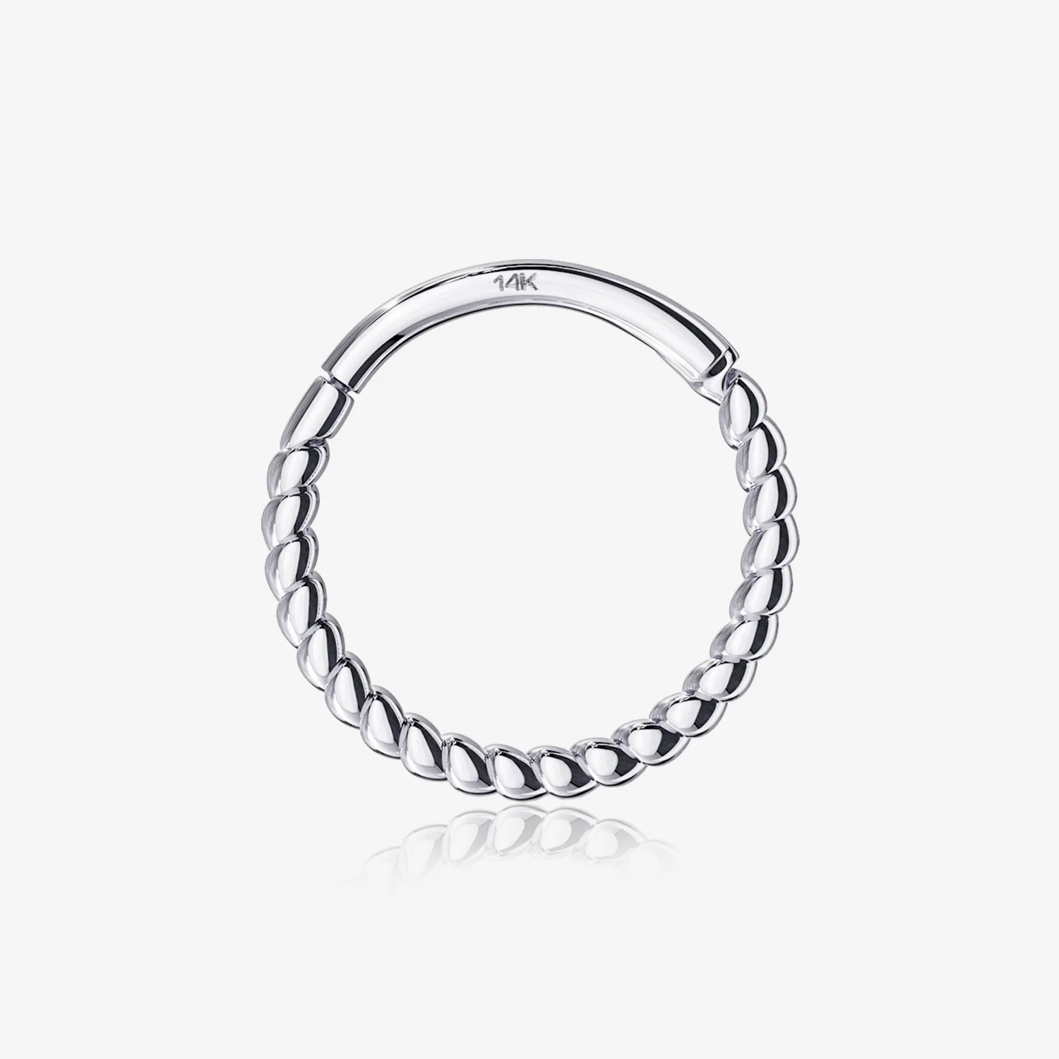 14 Karat White Gold Classic Rope Clicker Hoop Ring