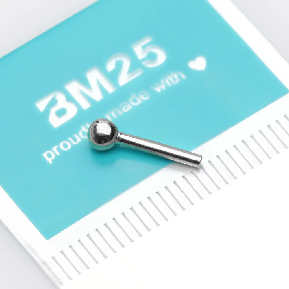 14 Karat White Gold OneFit Threadless Fixed Ball End Barbell Bar Part - Image 3