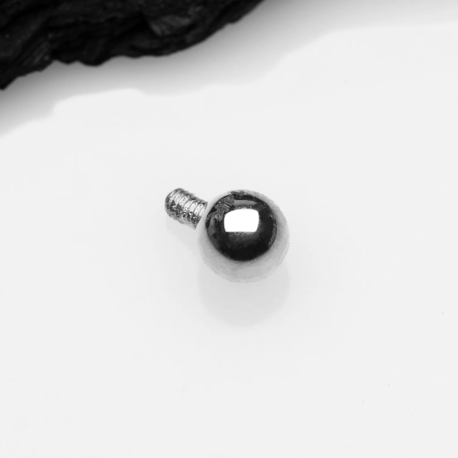 14 Karat White Gold Internally Threaded Solid Ball Dermal Anchor Top Part - Image 2