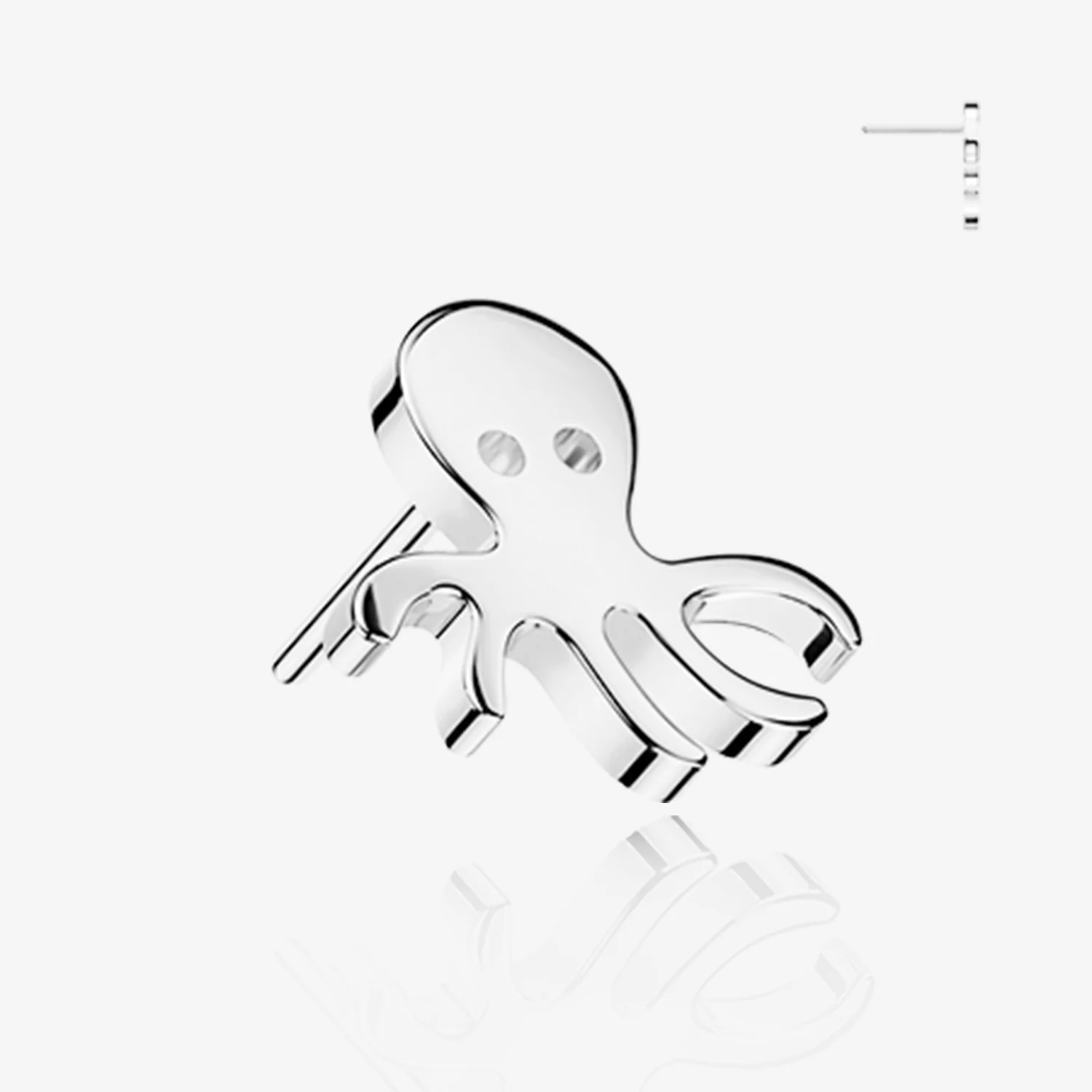 14 Karat White Gold OneFit Threadless Adorable Octopus Top Part