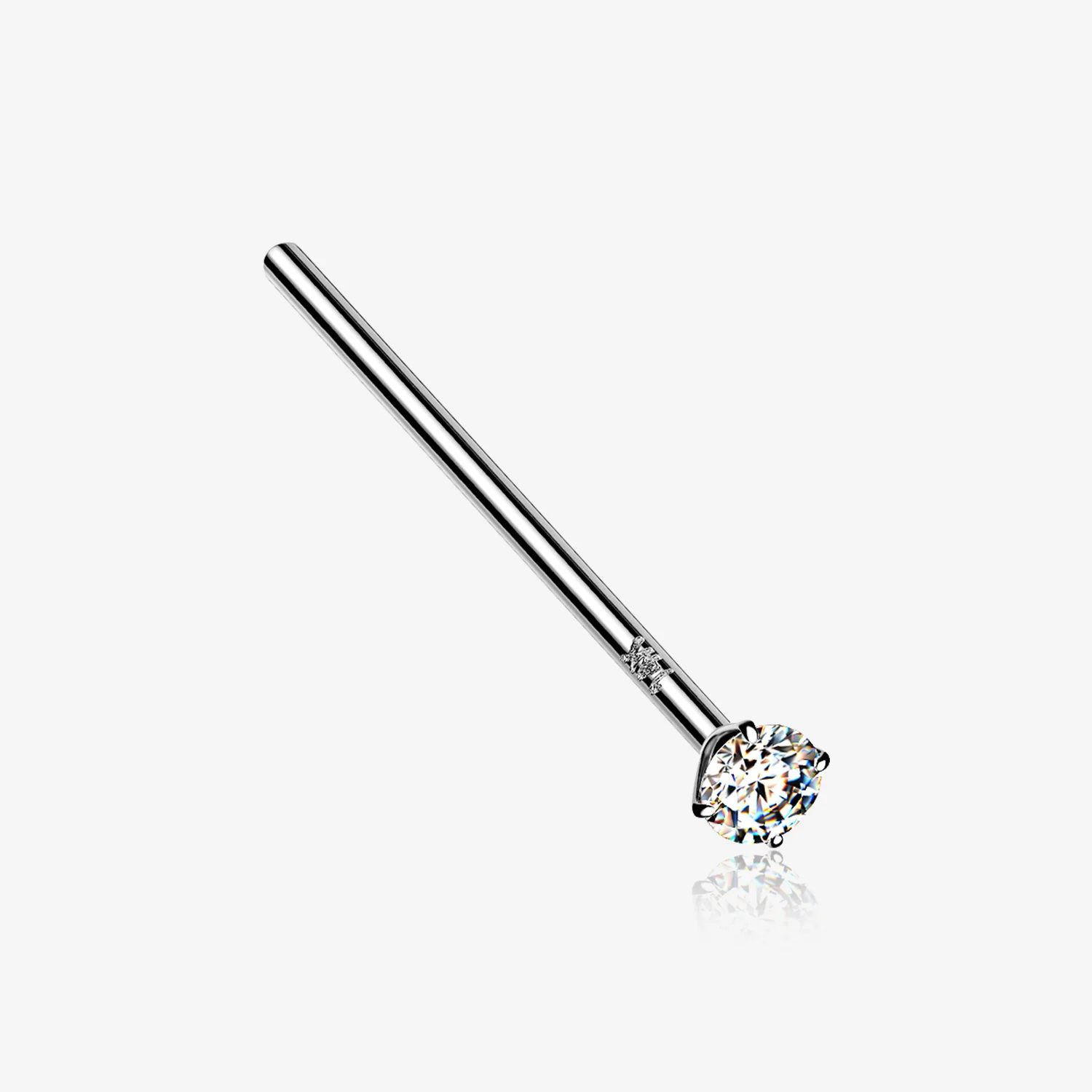 14 Karat White Gold Prong Set Sparkle Fishtail Nose Ring
