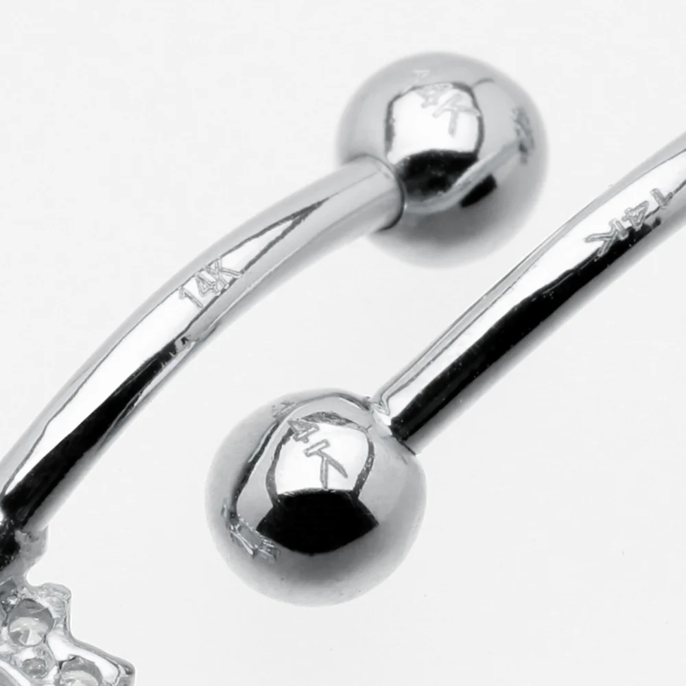 14 Karat White Gold Prong Set Teardrop Gem Belly Button Ring - Image 4