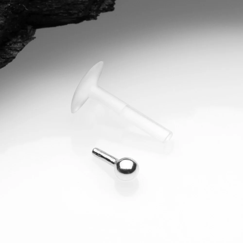 14 Karat White Gold Push-In Ball Top Bio-Flex Labret - Image 3