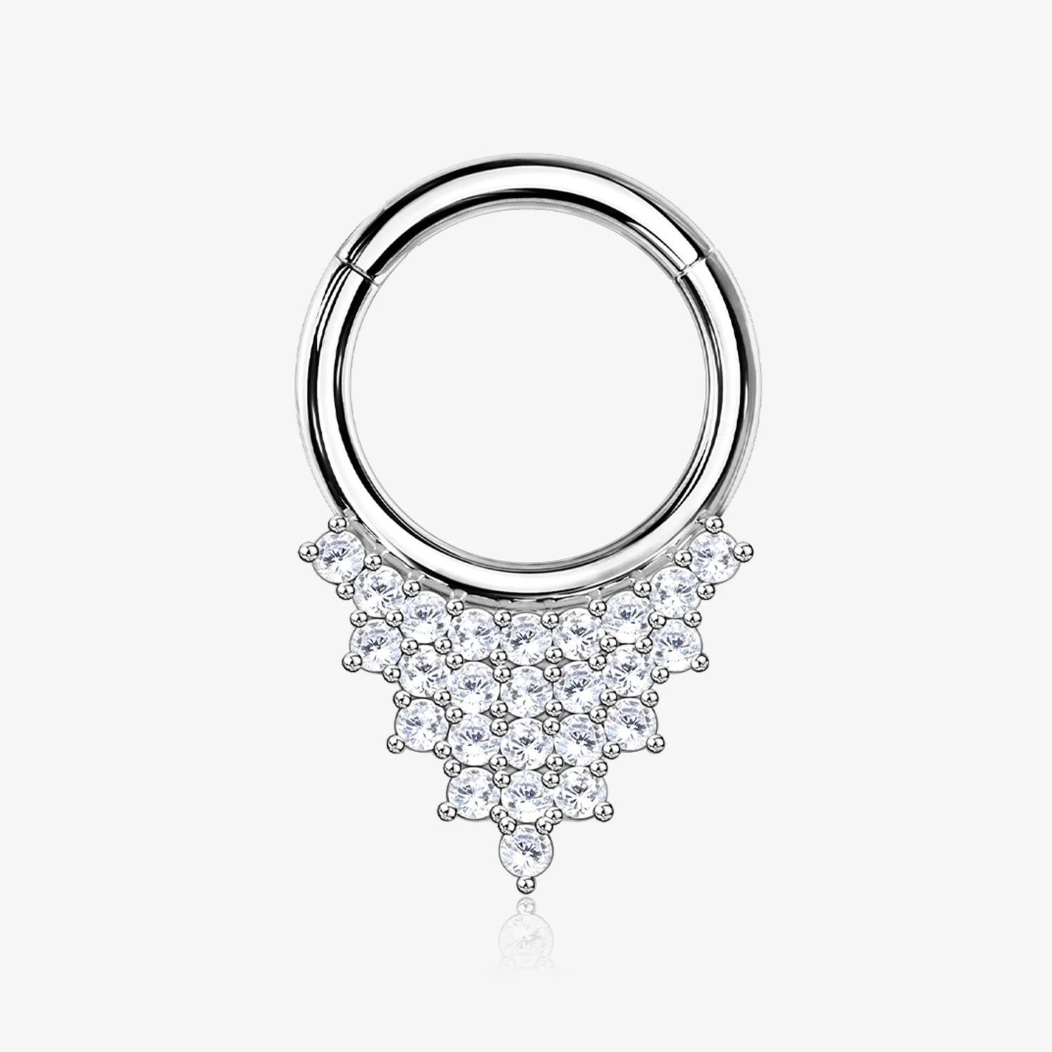 14 Karat White Gold Shimmering Sparkles Array Seamless Clicker Hoop Ring