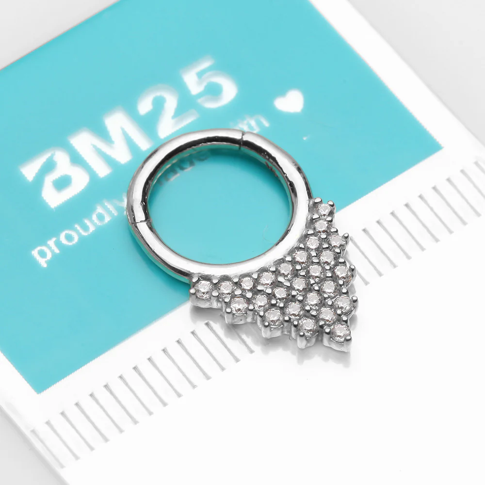 14 Karat White Gold Shimmering Sparkles Array Seamless Clicker Hoop Ring - Image 3