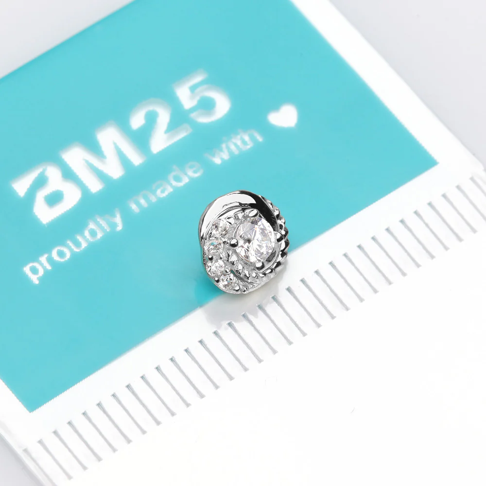14 Karat White Gold Sparkle Tiered Swirl Dermal Anchor Top Part - Image 3