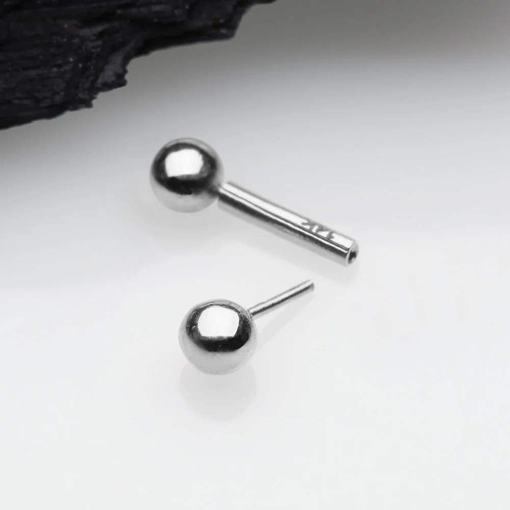 14 Karat White Gold OneFit Threadless Ball Top Cartilage Barbell - Image 3