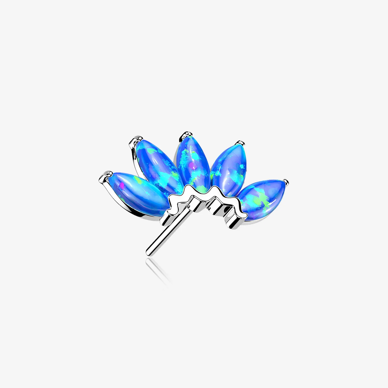 14 Karat White Gold OneFit Threadless Brilliant Marquise Fire Opal Flower Top Part