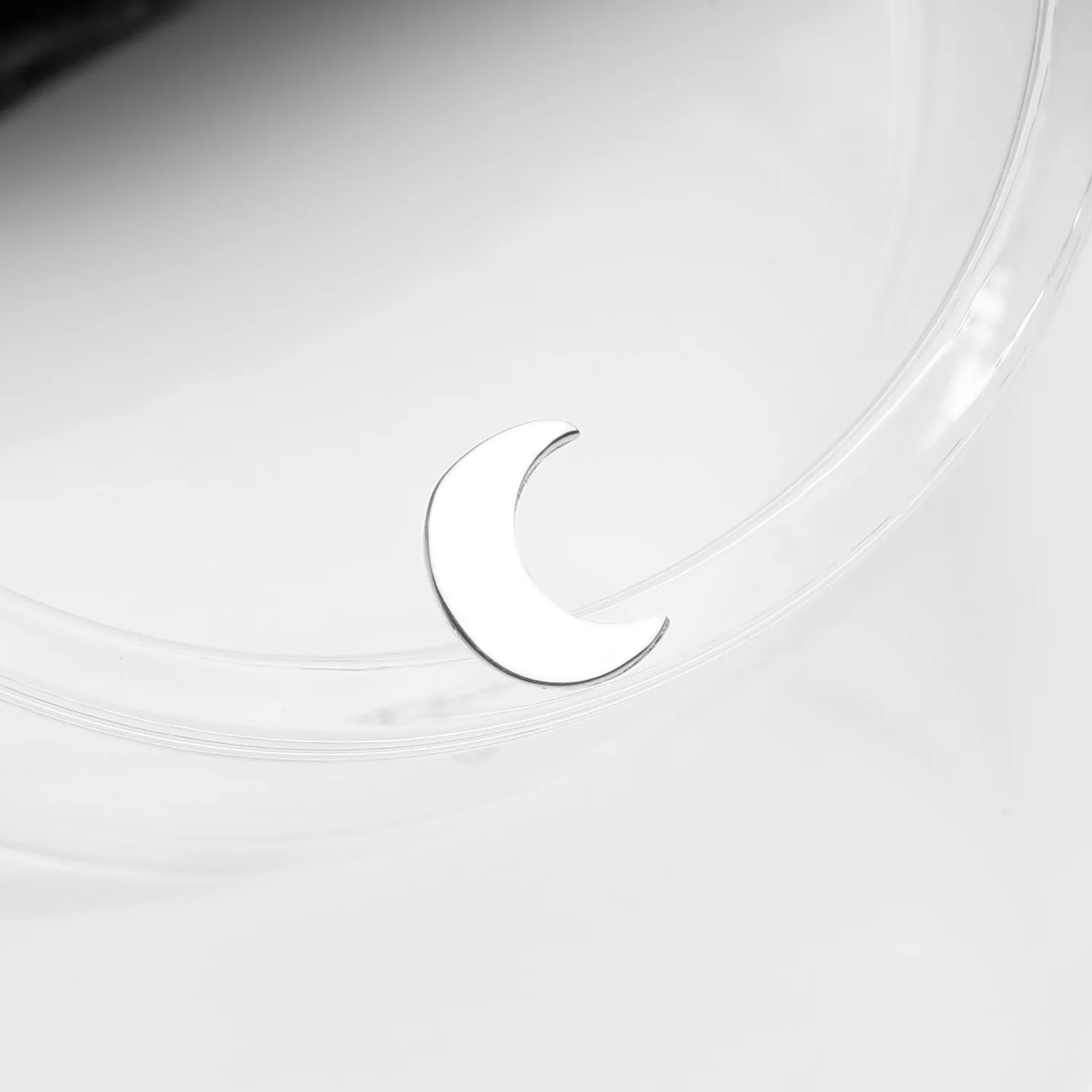 14 Karat White Gold OneFit Threadless Flat Crescent Moon Top Part - Image 2