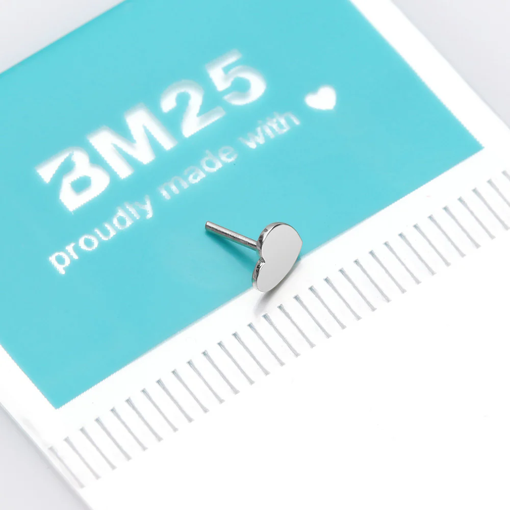 14 Karat White Gold OneFit Threadless Flat Heart Top Part - Image 3