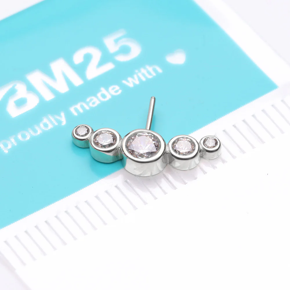 14 Karat White Gold OneFit Threadless Journey Bubble Sparkle Front Facing Part - Image 3
