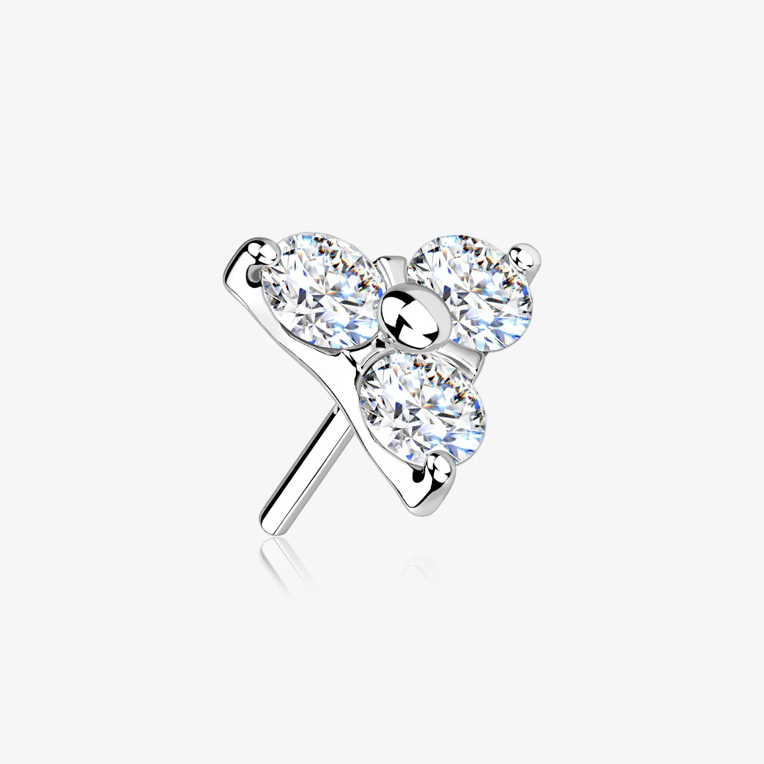 14 Karat White Gold OneFit Threadless Trinity Sparkle Triangle Top Part