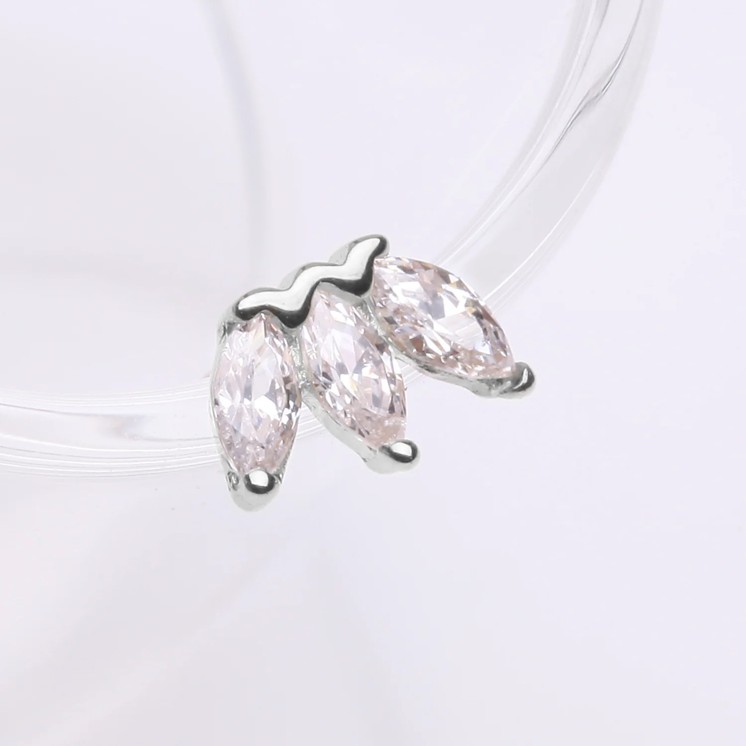 14 Karat White Gold OneFit Threadless Triple Marquise Sparkle Flower Top Part - Image 2