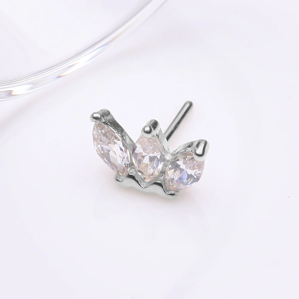 14 Karat White Gold OneFit Threadless Triple Marquise Sparkle Flower Top Part - Image 3