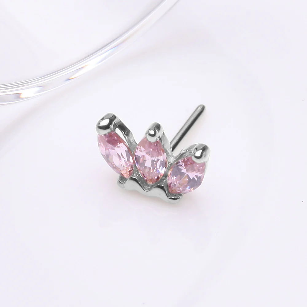 14 Karat White Gold OneFit Threadless Triple Marquise Sparkle Flower Top Part - Image 3