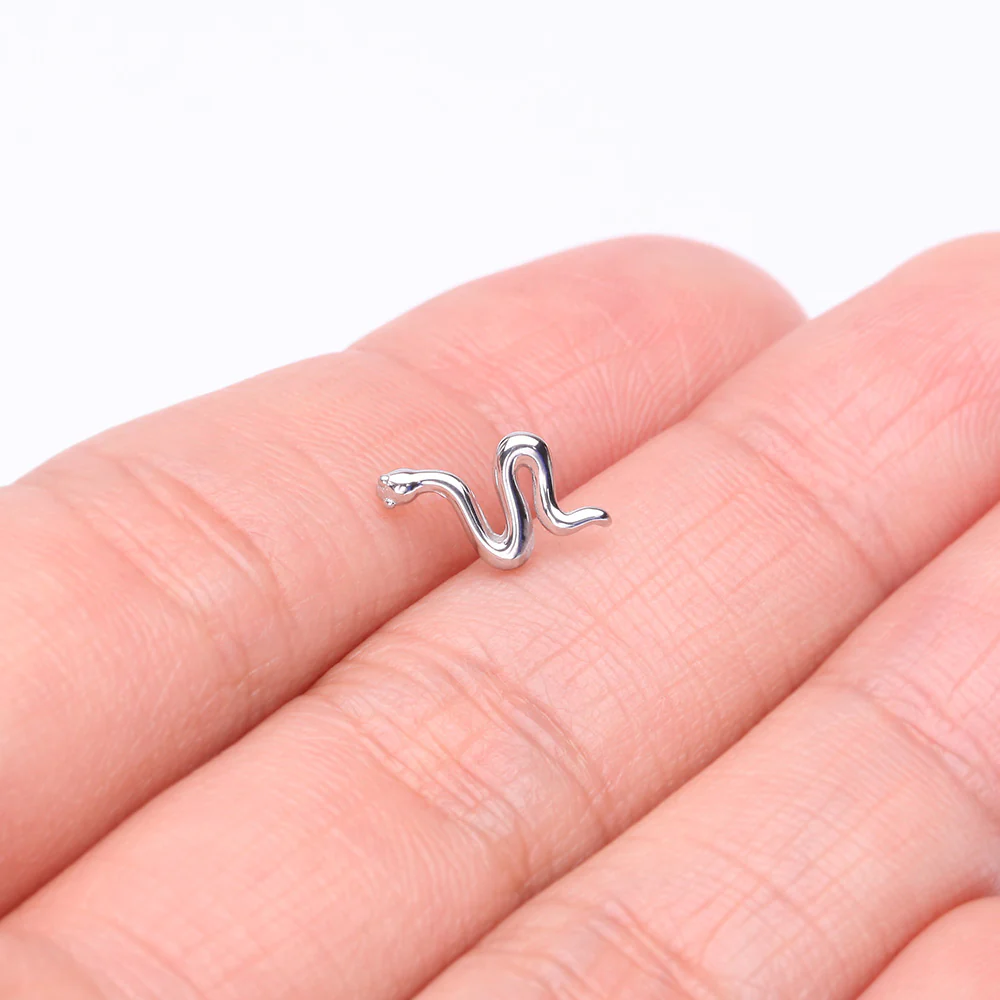14 Karat White Gold OneFit Threadless Slithering Snake Top Part - Image 3