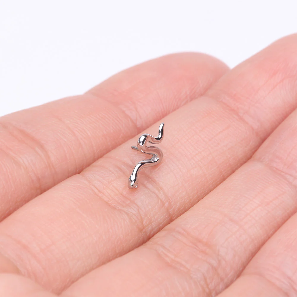 14 Karat White Gold OneFit Threadless Slithering Snake Top Part - Image 4