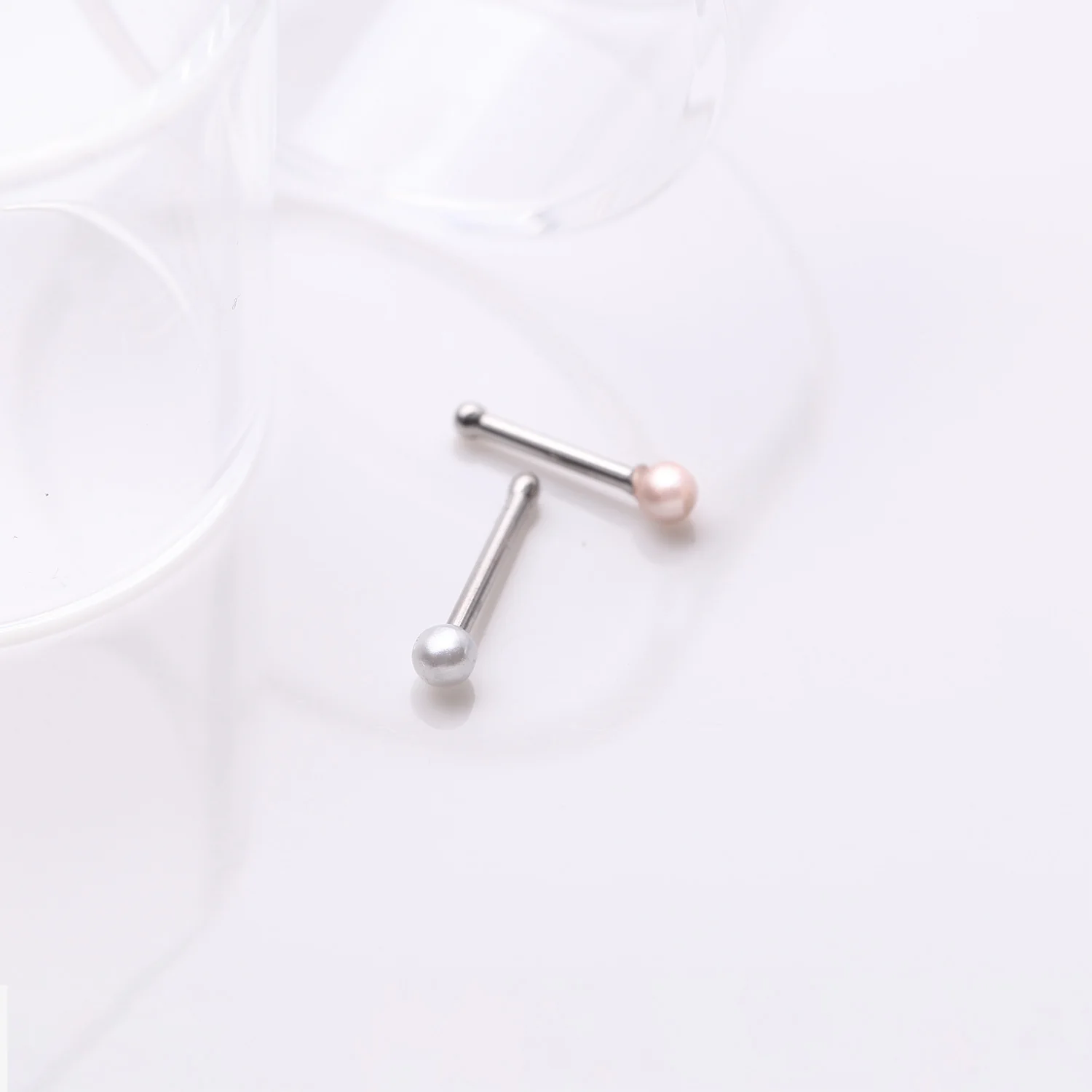 2 Pcs of Assorted Color Pearlescent Luster Ball Nose Stud Package - Image 2
