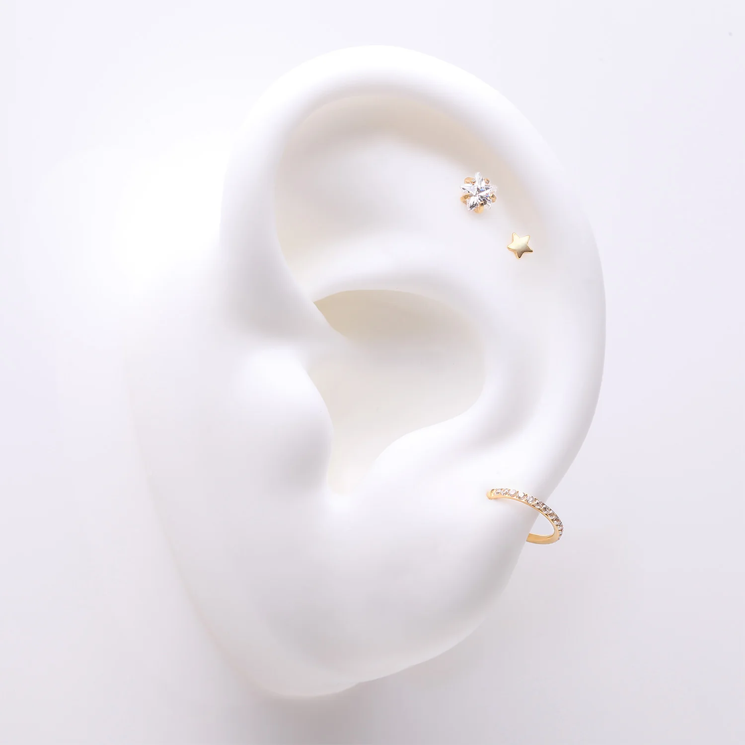 3 Pcs of Assorted Everyday Dainty Stars Pure24K Titanium Stud x Clicker Package