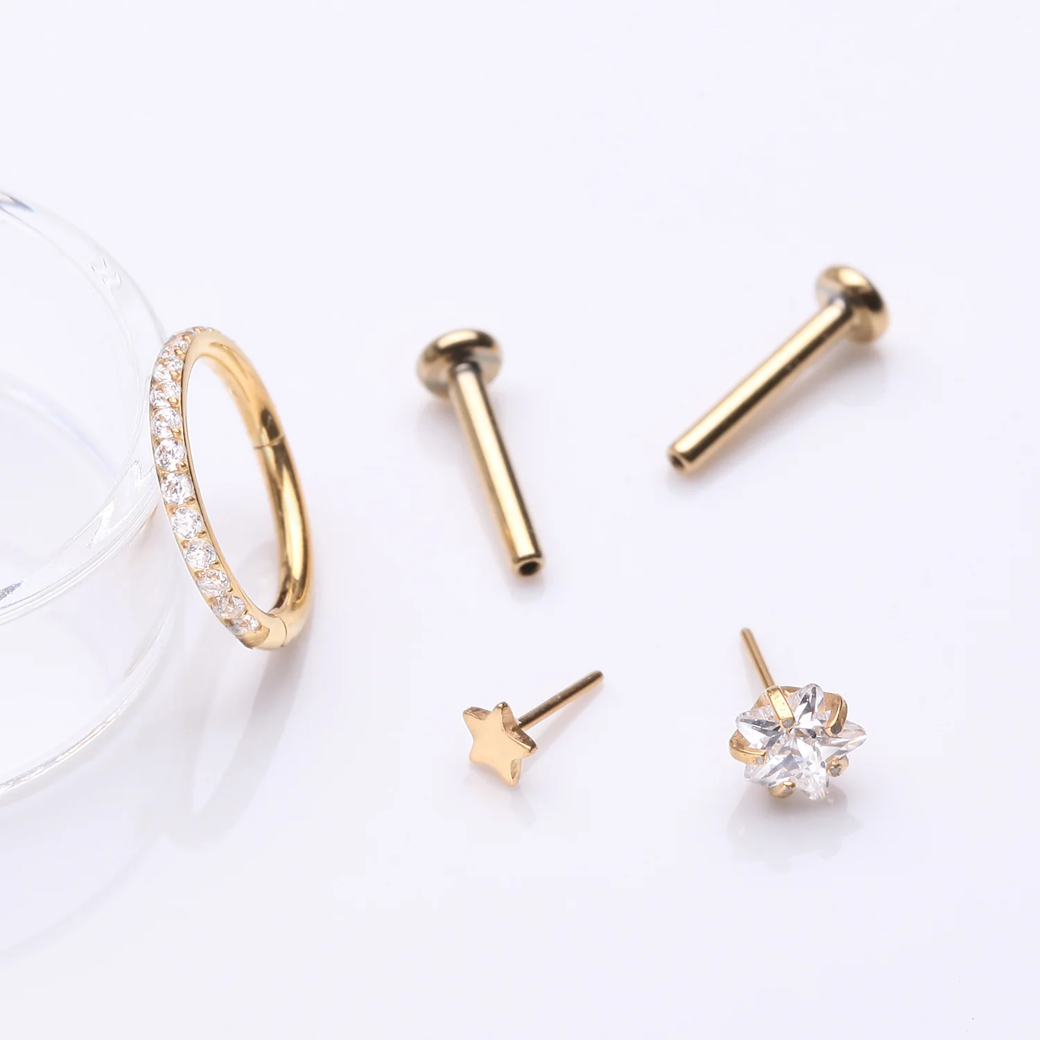 3 Pcs of Assorted Everyday Dainty Stars Pure24K Titanium Stud x Clicker Package - Image 2