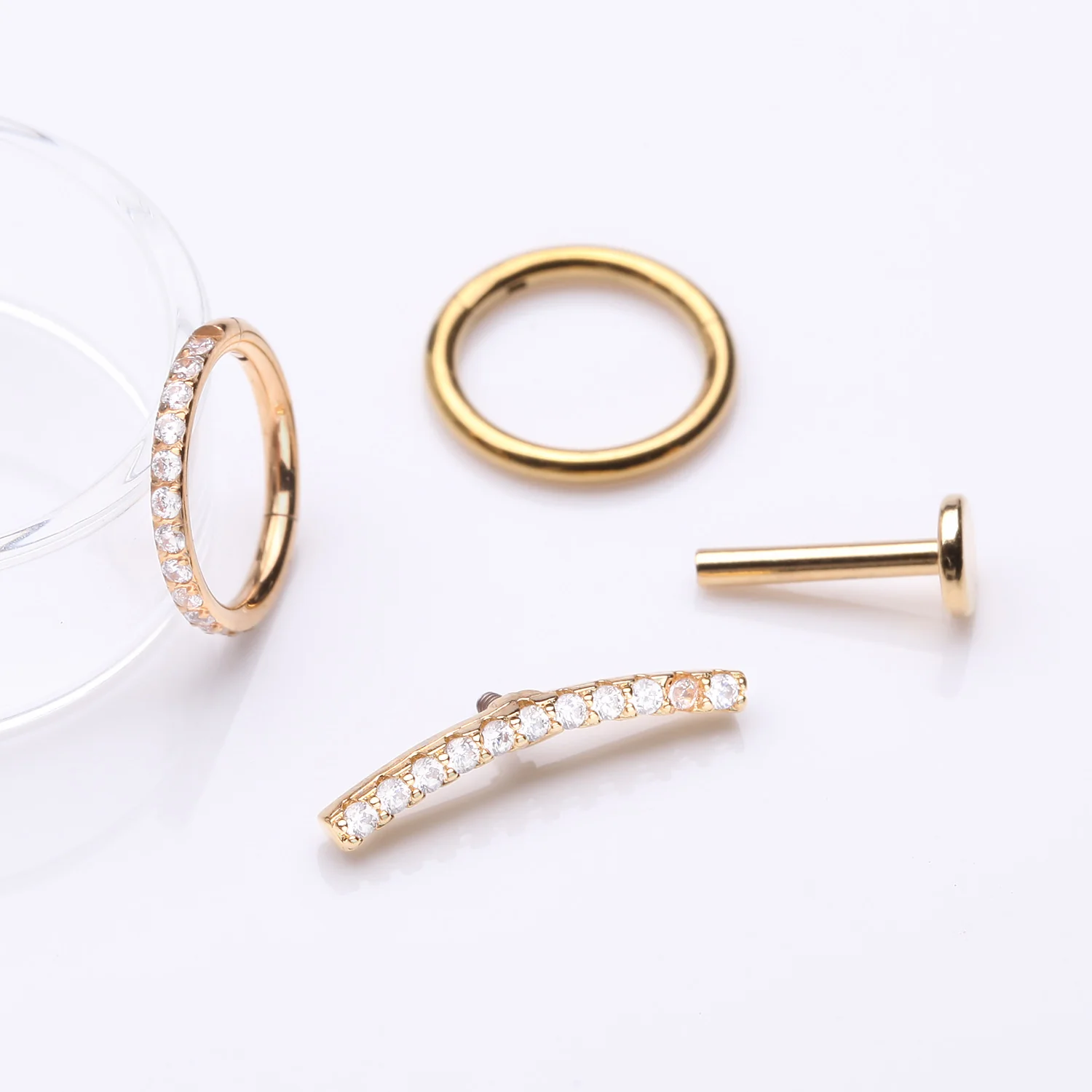 3 Pcs of Assorted Everyday Golden Sparkle Long Lined Stud x Clicker Package - Image 2