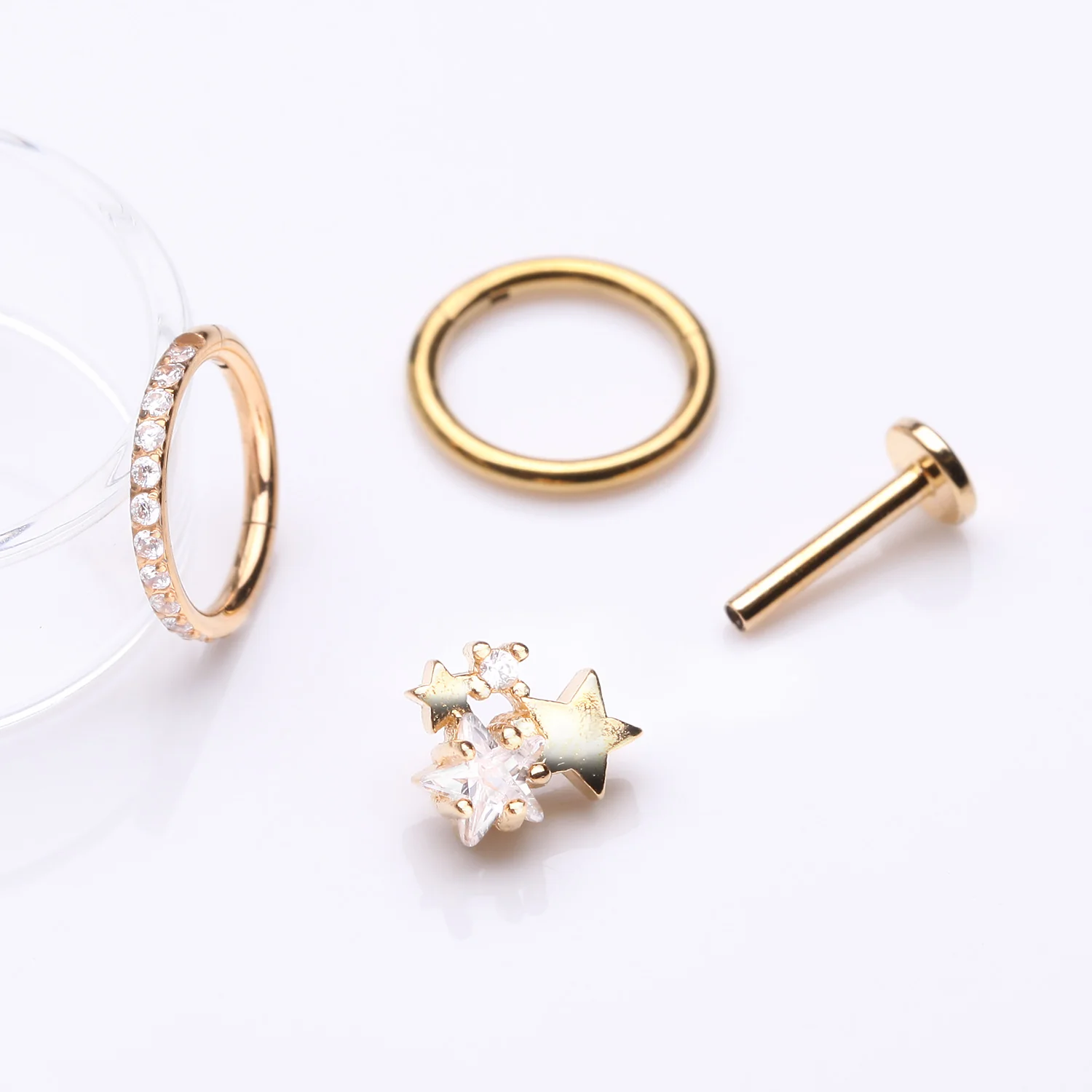 3 Pcs of Assorted Everyday Golden Sparkle Stars Stud x Clicker Package - Image 2
