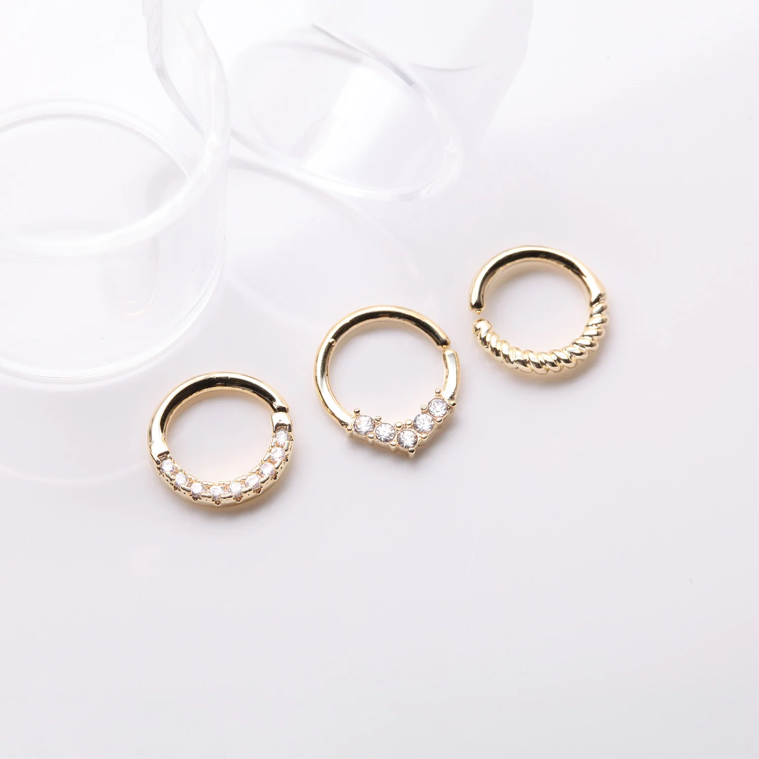 3 Pcs of Assorted Golden Essential Bendable Hoop Ring Package - Image 2